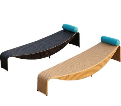 China Modern Outdoor Sun Sofa Platform Beach Furniture Rattan Set Garden Leaf Design Creative Beach Sun Bed for sale