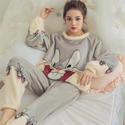 China Winter QUICK DRY Korean Fancy Two Piece Plus Size Set Embroidered Velvet Home Women Pleuche Long Sleeving Negligee Pijama for sale