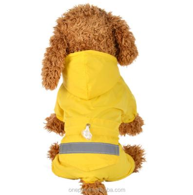 China Stocked Waterproof Dog Clothes Rain Coat Polyester Pet Raincoat With Hooded for sale