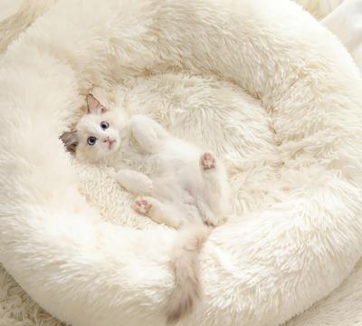 China Donut Style Dog Bed Breathable Round Dog Bed Ultra Soft Washable Dog Cat Cushion Bed for sale