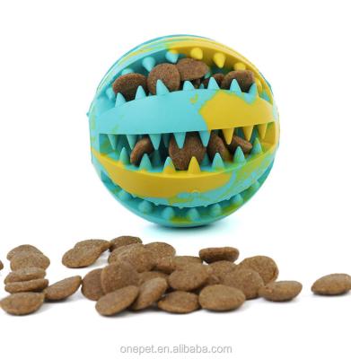 China Durable Eco Friendly Rubber Dog Bite Resistant Teeth Cleaning Chewing Dog Toy Treat Ball for sale