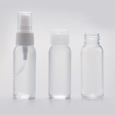 China Non Spill Plastic Bottle Spray 30ml 50ml 80ml 100ml 120ml 150ml Pet Round Perfume Empty Plastic Bottles With Spray for sale