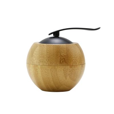 China Eco-friendly Cosmetic Plastic Apple Cosmetics Shaped Bamboo Cream Jar With Spoon 30g for sale