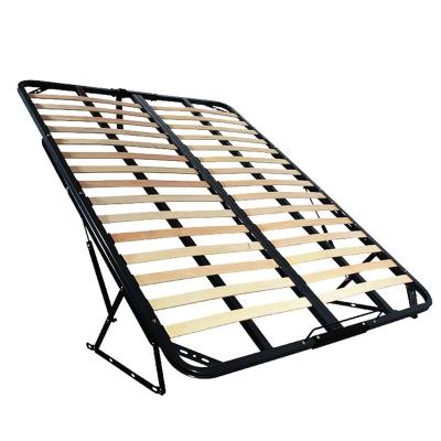 China Foldable British Style Gas Lift Stool Folding Tall 5ft Platform Bed Wooden Frame For Living Room for sale