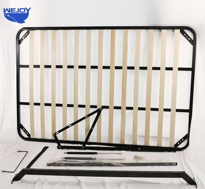 China Wejoy Wooden Bedroom Furniture Foldable Stool Folding Double Bed Frames Hydraulic Gas Lift Queen Size Bed Frame for sale