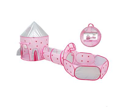 China Hot new product pink polyester baby princess toy children's tunnel three-piece crawling tent, play house for sale