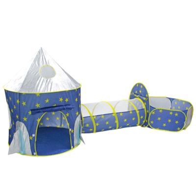 China Blue Steel Rocket Shape Camping Tent For Boys In Indoor And Outdoor Kids Playhouse With Balls for sale