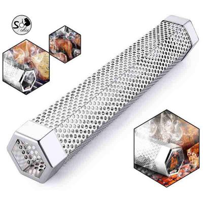 China Easily Assembled 2021 New Hexagonal Smoker Network Tube Charcoal Grill for sale