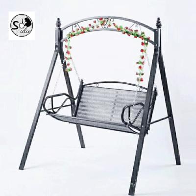 China 2021 Hot Sale Wrought Iron Double Swing Chair Outdoor Kids Super Comfortable Factory Wholesale Adult for sale