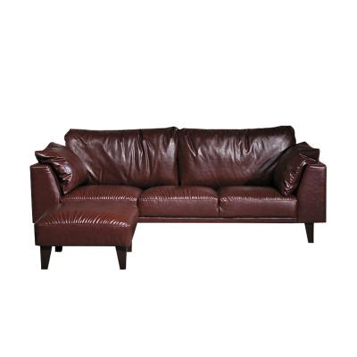 China Other Small Apartment Full Sofa First Layer Cowhide Sofa Korean Three-Person Nordic Living Room Leather Double Leather Sofa for sale