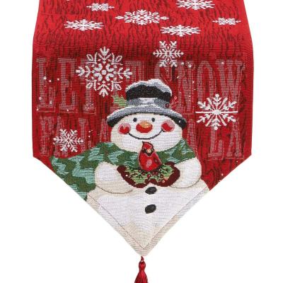 China 2021 Oilproof New Products Christmas Table Snowman Embroidered Banner Decoration Christmas Home Tablecloth for sale