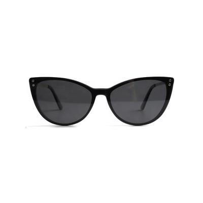 China Clip On Sunglasses Fashion 2 In 1 Acetate Sunglasses Cat Eye Magnetic Clip On Sunglasses For Women for sale