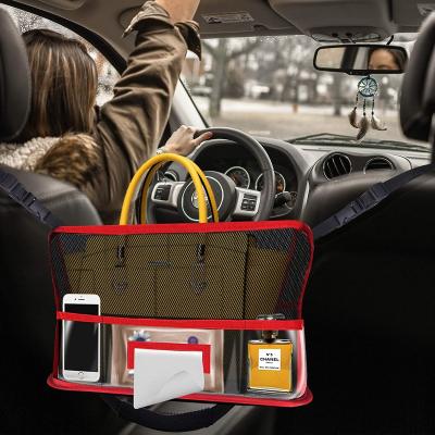 China Car Net Pocket Handbag Holder Storage Holder Purse Mesh Pocket Car Backseat Organizer Storage Cargo Carrier for sale