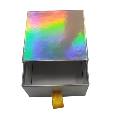 China Recyclable Custom Drawer Box Glossy Printing Make Up Rigid Drawer Holographic Packaging Gift Boxes For Cosmetics for sale