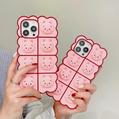 China Lovely Shockproof Pink Silicone Pig Shell For iPhone 13 12 11 Pro Max X XS XR Mobile Phone Case for sale