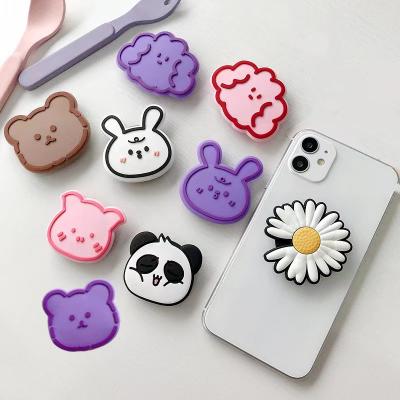 China Adjustable For iPhone Samsung Huawei Xiaomi Cartoon Round Universal Mobile Phone Ring Holder Airbag Gasbag Fold Silicone Holder Bracket for sale