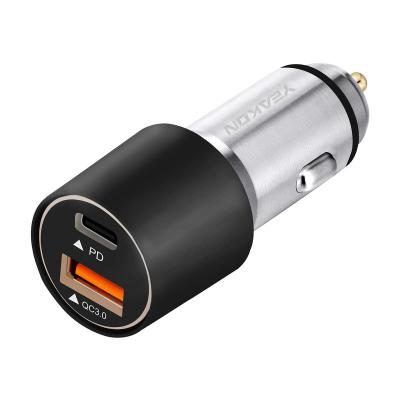 China High Quality Car Charger Portable Dual Ports 12V 2A QC 3.0 Mini Metal Fast Charging Battery Charger Adapter with USB-C Interface for sale