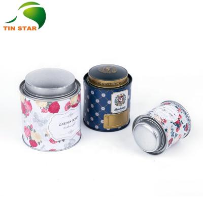 China Recycled Materials Wholesale Airtight Tea Packaging Box Around Metal Tea Tin Can With Inner Plug Lid for sale