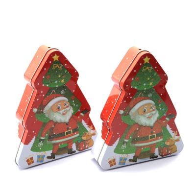 China Factory Direct Custom Metal 2 Piece Christmas Tree Shape Chocolate Sweet Candy Tin Box for sale