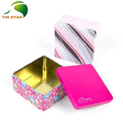 China Recycled High Quality Metal Materials Metal Materials Biscuit Tin Recycled Custom Square Tin Box for sale