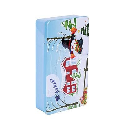 China Recyclable Custom Rectangular Metal Cookie Tin With Hinged Tin Box for sale