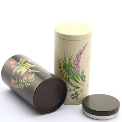 China Factory Price Wholesale Coffee Round Cylinder Metal Packaging Tea Tin Can Box for sale