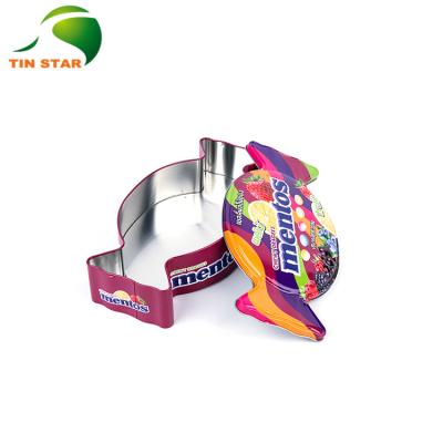 China Reused Materials Custom Candy Shape Tin Box Food Grade Candy Tin From 18 Years Quality Manufacturer for sale