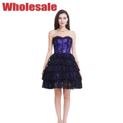 China Breathable Purple Black 2XL Bodycon Corset Mini Dress With Zipper for sale