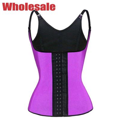 China Purple Vest Corset Latex Waist Trainer 4 Steel Boned Adjustable Shoulder Strap Waist Trainer MH1052 for sale