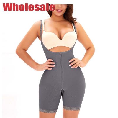 China Zipper Breasted Ladies Body Shaper Shape Control Bodysuit Adjustable Shoulder Strap for sale