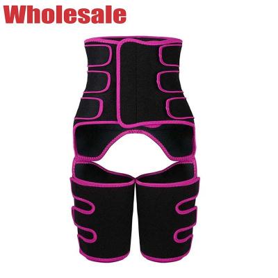 China Pink 3 Straps Tummy And Thigh Trimmer Velcro Neoprene Thigh Shaper for sale