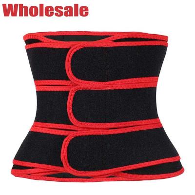 China Latex Free Waist Trainer With 3 Straps Red Stomach Slimmer Belt for sale