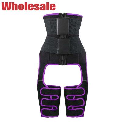 China Black Purple 3 In 1 Waist And Thigh Trimmer Plus Size Waist Cincher for sale