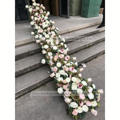 China 2.8m length LFB1236 customized champagne wedding flower arrangement white peony flower garland wholesale for sale