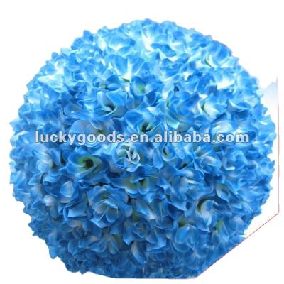 China Wedding decoration blue color artificial wedding flower ball, round flower balls, dry flower balls for sale