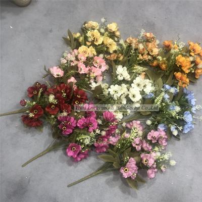 China BH210313-57 Luckygoods 8cm Artificial Red Silk+Plastic Marigold Flower Silk Flower Pitches for sale