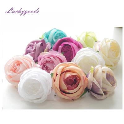 China 2018 LFH077 Quality Handmade Artificial Colorful Rose Flower Heads Silk Flower Heads On Sale 40cm Length for sale