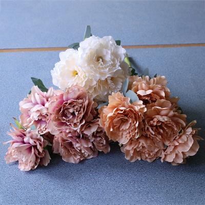 China LF776-5 Durable Luckygoods 2021 Artificial Flower Package Peony Decoration Multicolor Wedding Peony Flowers for sale