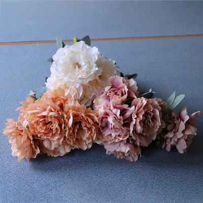 China Moden LF776-5 LUCKYGOODS large peony flower head autumn color flower cluster for wedding party for sale