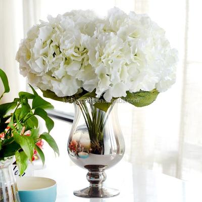 China hot sale 5 bundle big hydrangea silk flower heads for wedding engagement LF417 for sale