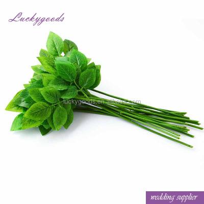 China SQJ019 China fashion quality plastic rose stem artificial flower stem with green leaf for sale