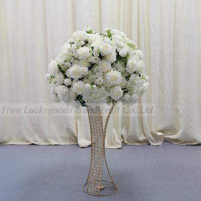 China New Natural Flower Rose Centerpiece Flower Ball Artificial White Handmade Floral Silk Wedding Design Touch LFB1761 Luckygoods for sale