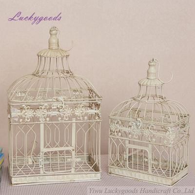 China Sustainable Wedding Bird Cage Vintage Decoration Shape Square LBC144 Wrought Iron In CARRIERS Set Pet Cages Carriers And Houses Solid Stored for sale