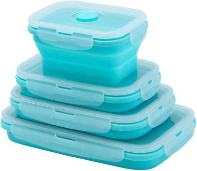 China Viable Silicone Collapsible Food Storage Containers With Lids Silicone Lunch Box Bento Box BPA Free Silicone Lunch Box for sale