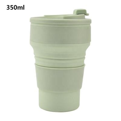 China 350ml Viable Reusable Pouch Silicone Bottle With Lids For Hot And Cold Drinks Travel Silicone Collapsible Cup for sale