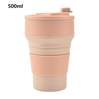 China 500ml BPA Sustainable Environmental Free Silicone Reusable Camping Travel Folding Drinks Cup for sale