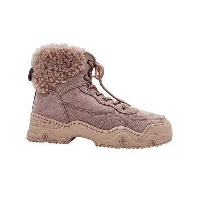 China Breathable Fast Shipping Women Leather Cow Fur Suede Rubber Winter Sole Snow for sale