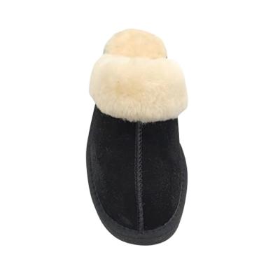 China CUSHIONING Fashion Warm Comfortable Wool Sale Open Toe Slides Slipper Fuzzy Brown Cute Cow Suede for sale