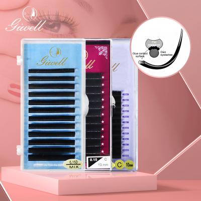 China GIWELL PBT Soft Fiber Individual Label Korean Cashmere Flat Eyelash Extensions for sale