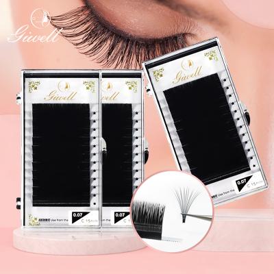 China GIWELL Long Individual Easy Black Matte Fluffy Lash Fan Extensions OEM ODM Top Natural Making for sale